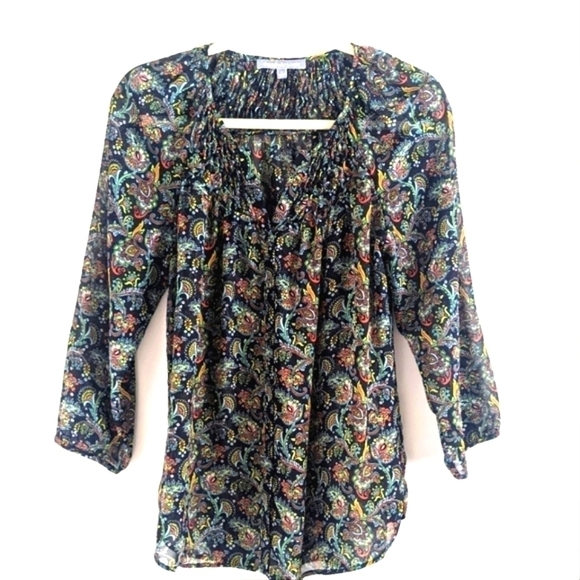 STITCH Fix Daniel Rainn Bohemian Sheer Tunic Paisley on Black M - Picture 1 of 14